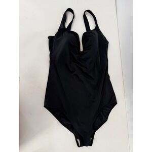 Fit 4 U Black One Piece Swimsuit Plunging Neckline Tummy Control‎ 18W